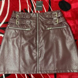 Leatherette Burgundy Skirt